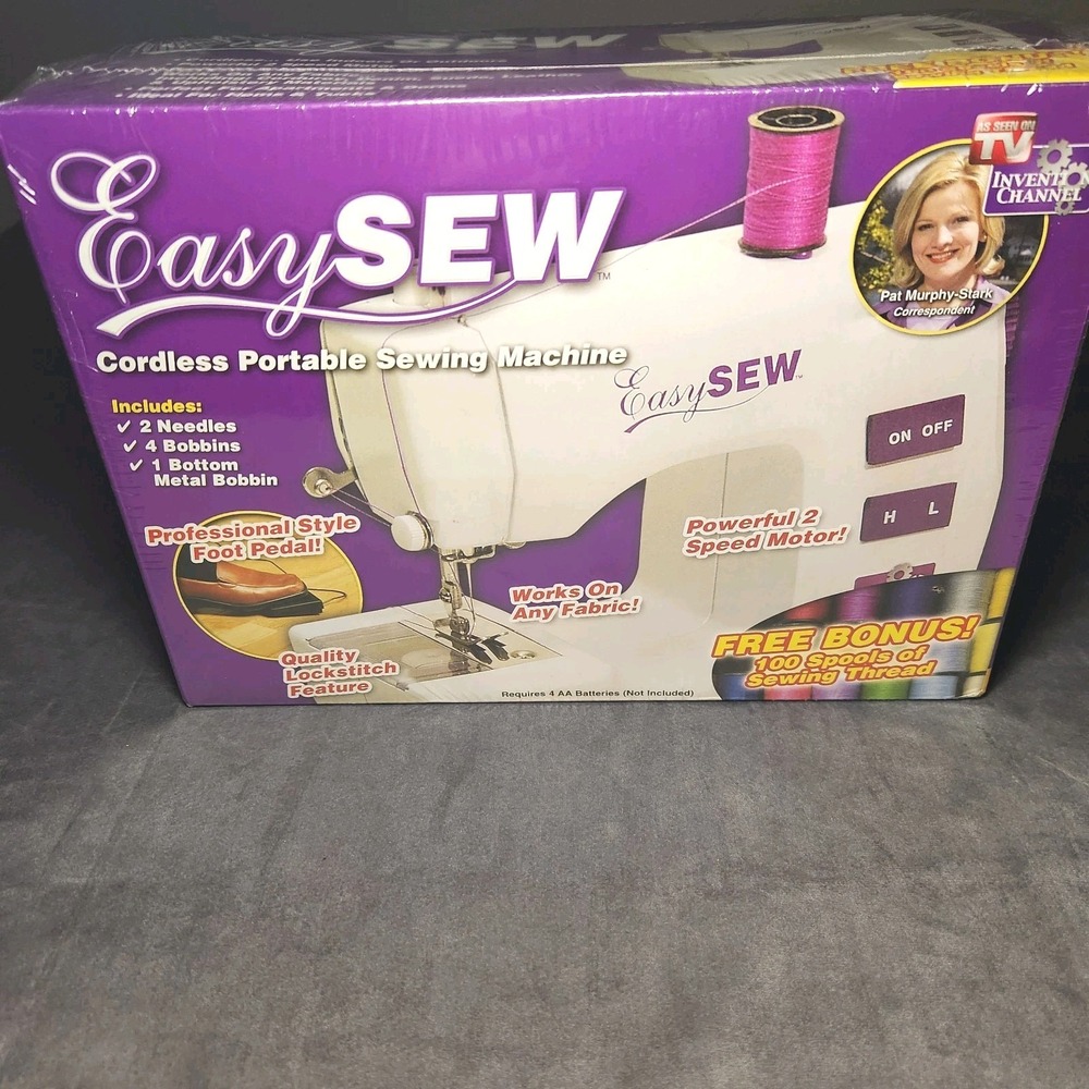 EasySEW Cordless Portable Sewing Machine TeleBrands With 100 Spools Thread NEW